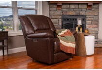 perfect match brown power leather wall recliner   