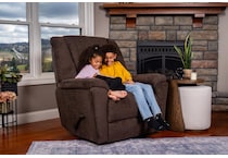 perfect match brown power swivel glider recliner   