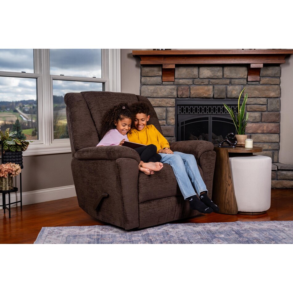 perfect match brown power swivel glider recliner   