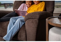 perfect match brown power swivel glider recliner   