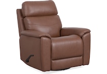 perfect match hickory leather swivel glider recliner   