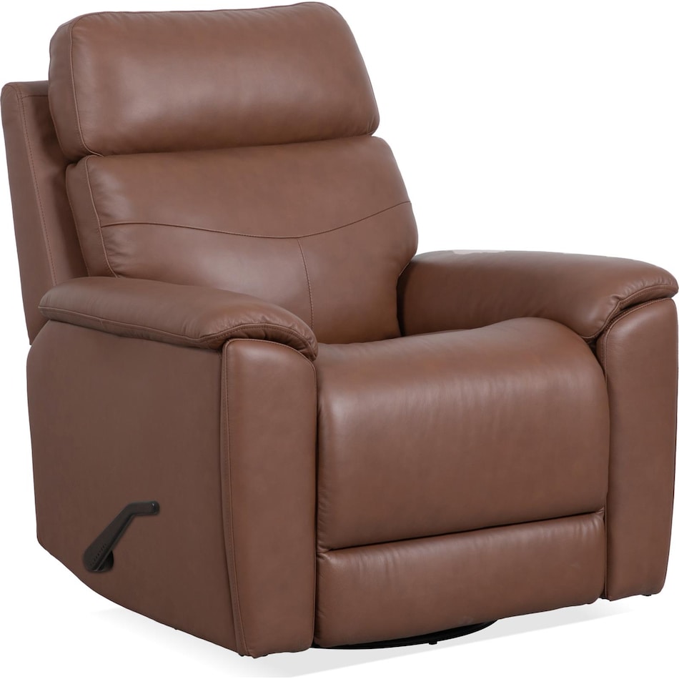 perfect match hickory leather swivel glider recliner   