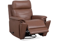 perfect match hickory leather swivel glider recliner   