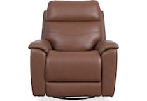 perfect match hickory leather swivel glider recliner   