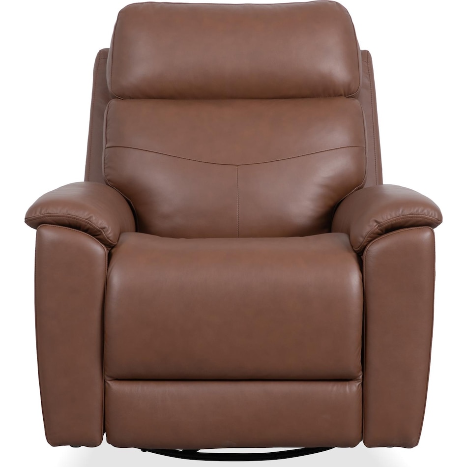 perfect match hickory leather swivel glider recliner   