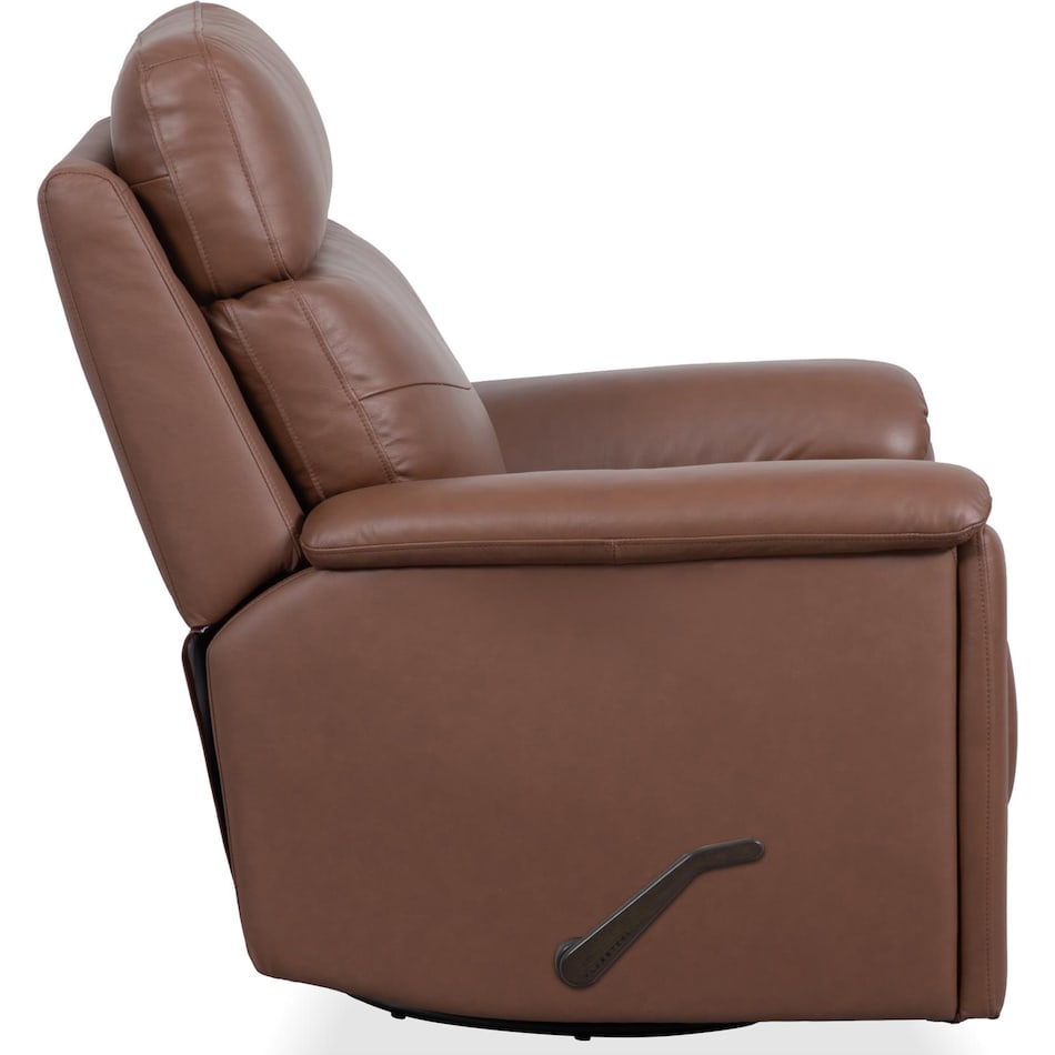 perfect match hickory leather swivel glider recliner   
