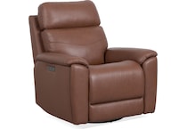perfect match hickory power leather swivel glider recliner   