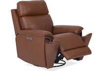 perfect match hickory power leather swivel glider recliner   