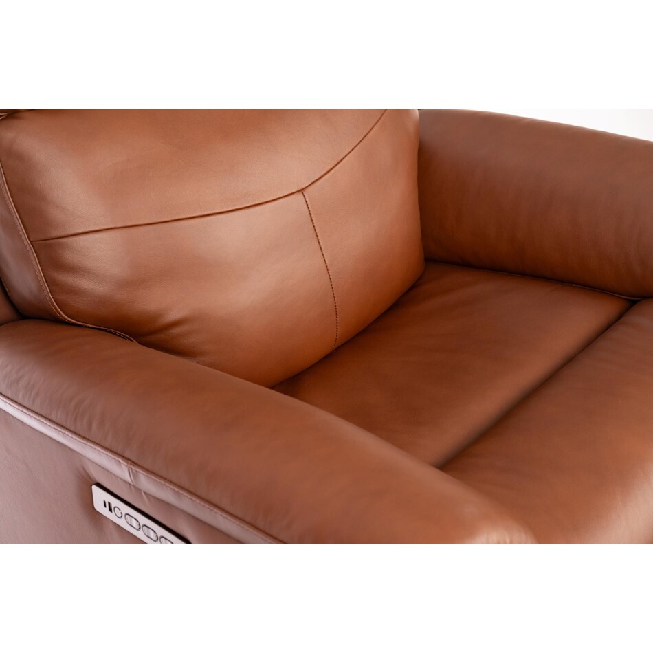 perfect match hickory power leather swivel glider recliner   