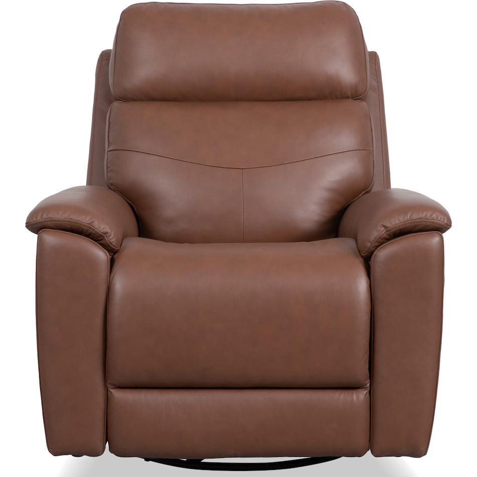 perfect match hickory power leather swivel glider recliner   