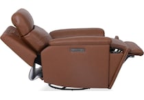 perfect match hickory power leather swivel glider recliner   