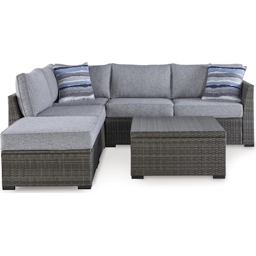 PETAL ROAD OUTDOOR LOVESEAT SECTIONAL/OTTOMAN/TABLE SET (SET OF 4)