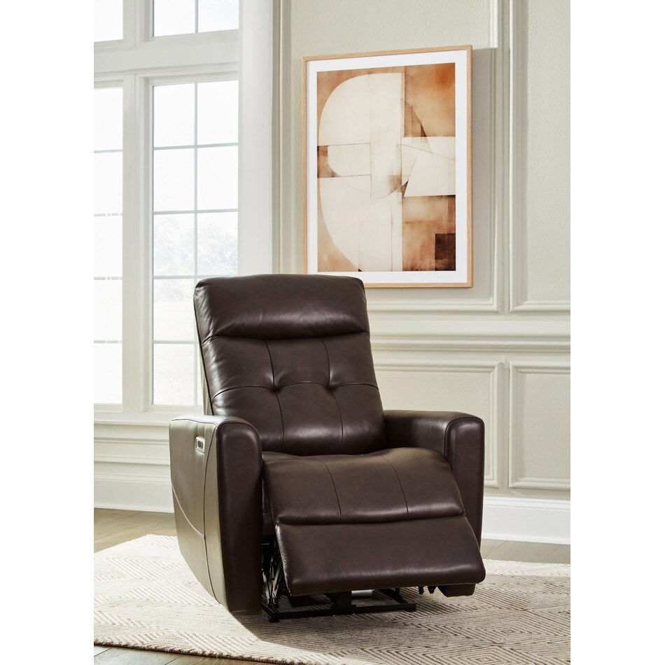 pisgham chocolate power leather wall recliner   