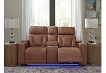 point clear brown power reclining console loveseat   