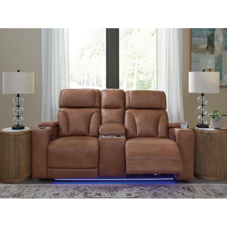 point clear brown power reclining console loveseat   