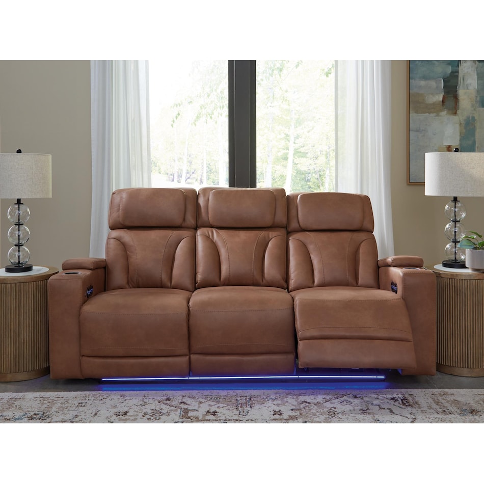 point clear brown power reclining sofa   