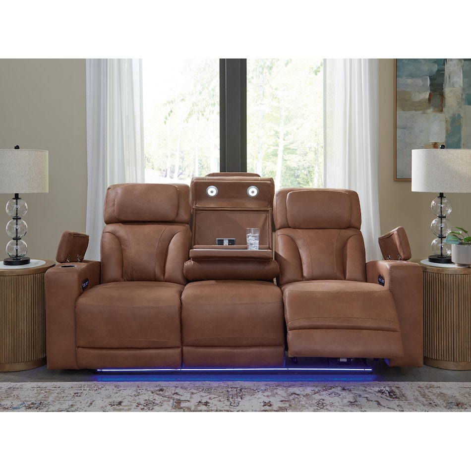 point clear brown power reclining sofa   