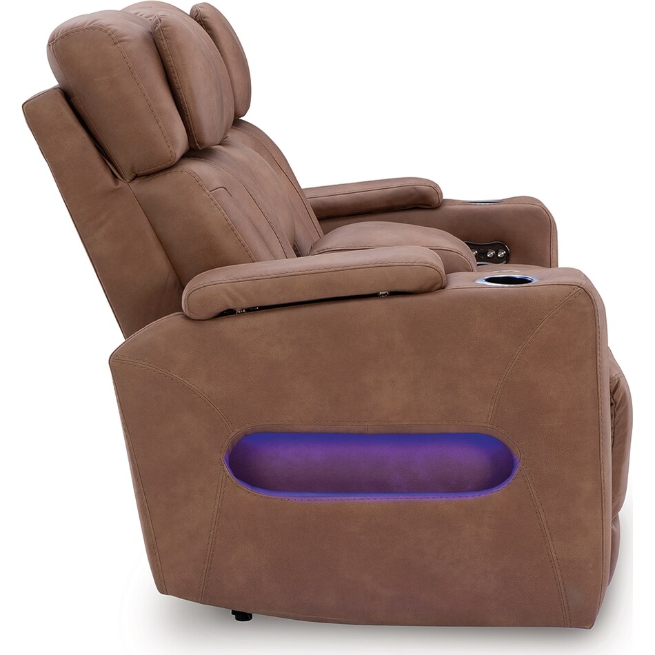 point clear caramel power reclining console loveseat   