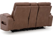 point clear caramel power reclining console loveseat   
