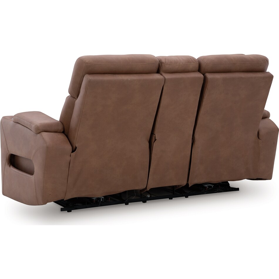 point clear caramel power reclining console loveseat   