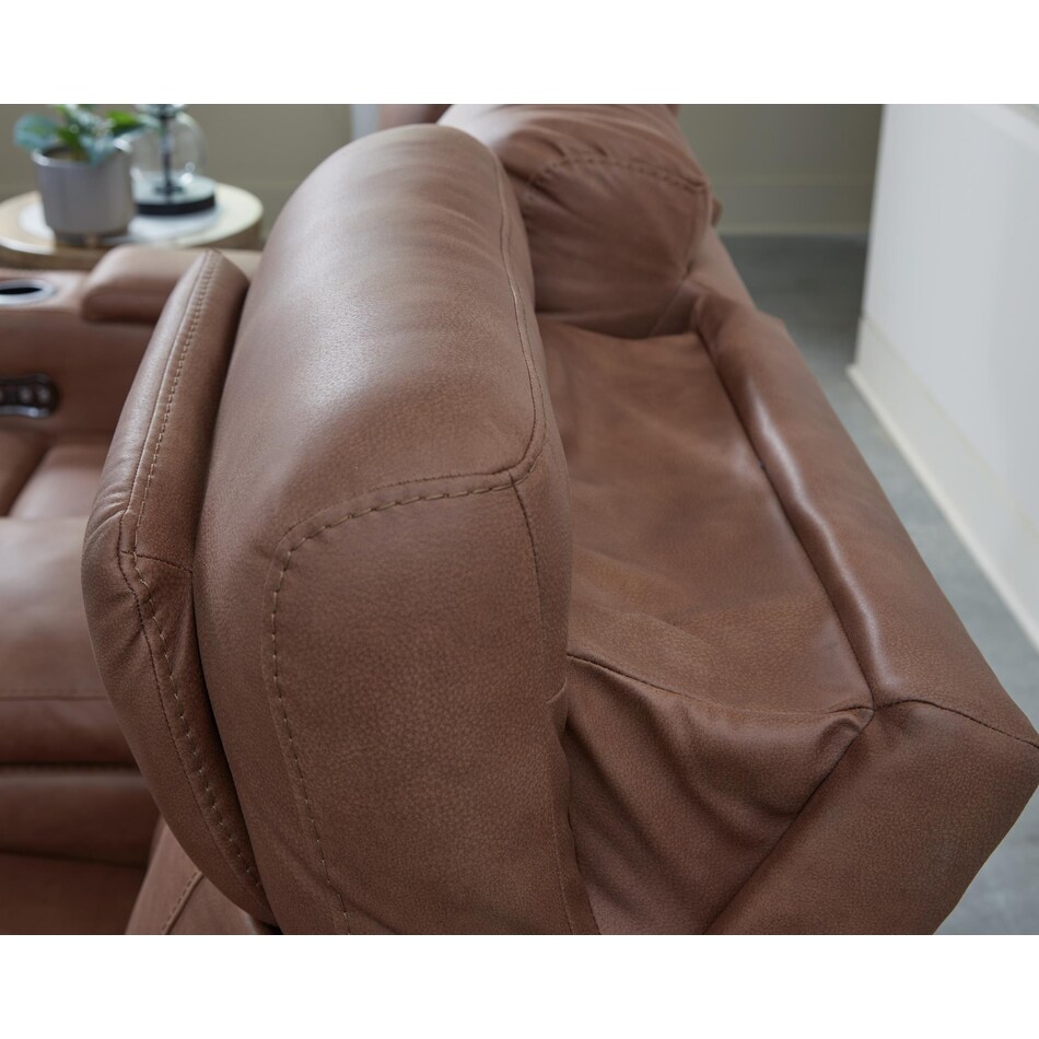 point clear caramel power reclining console loveseat   