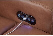 point clear caramel power reclining console loveseat   