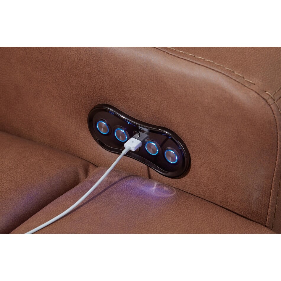 point clear caramel power reclining console loveseat   