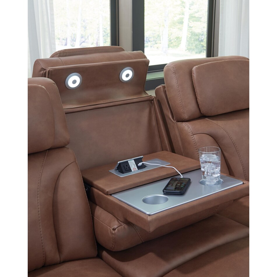 point clear caramel power reclining sofa   