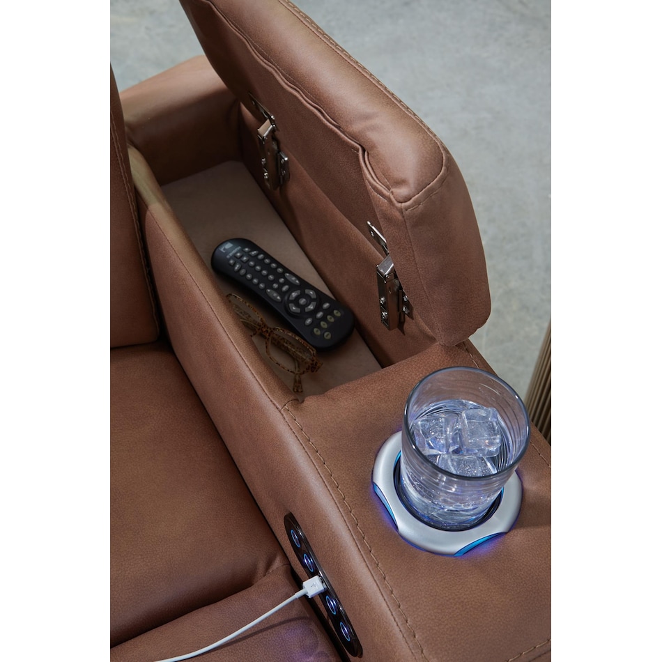 point clear caramel power reclining sofa   