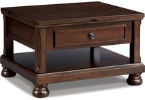 porter rustic brown cocktail table lift top   