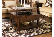porter rustic brown cocktail table lift top   
