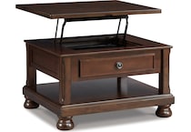 porter rustic brown cocktail table lift top   