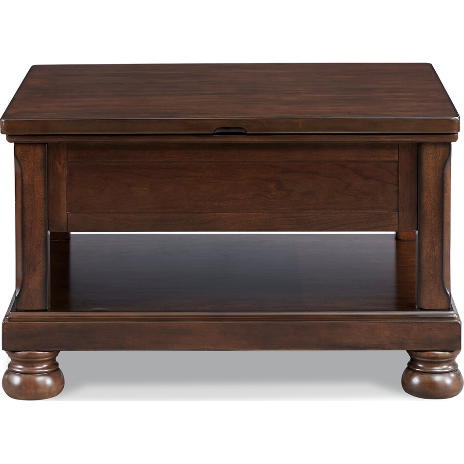 porter rustic brown cocktail table lift top   