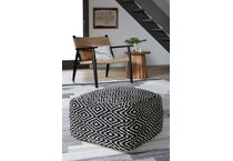 pouf black ivory pouf  ottoman   