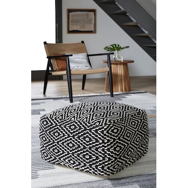 Jasett Pouf - Black/Ivory Jasett Pouf - Black/Ivory