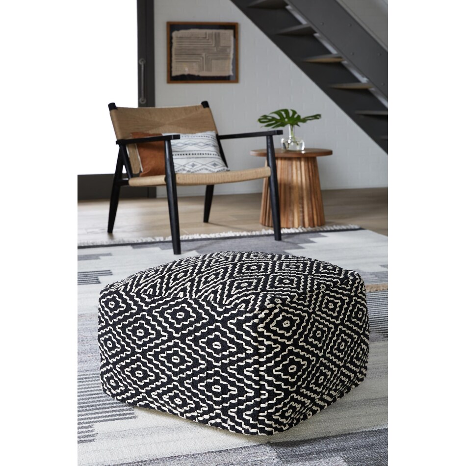 pouf black ivory pouf  ottoman   