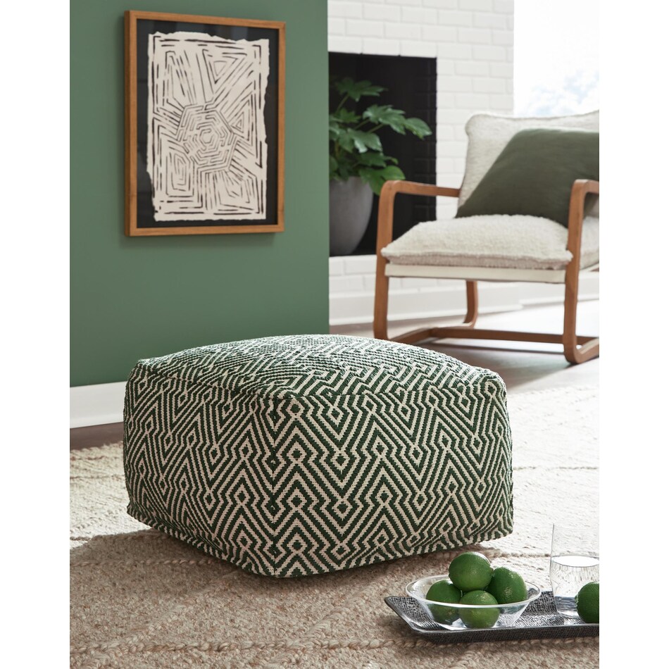 pouf green ivory pouf  ottoman   