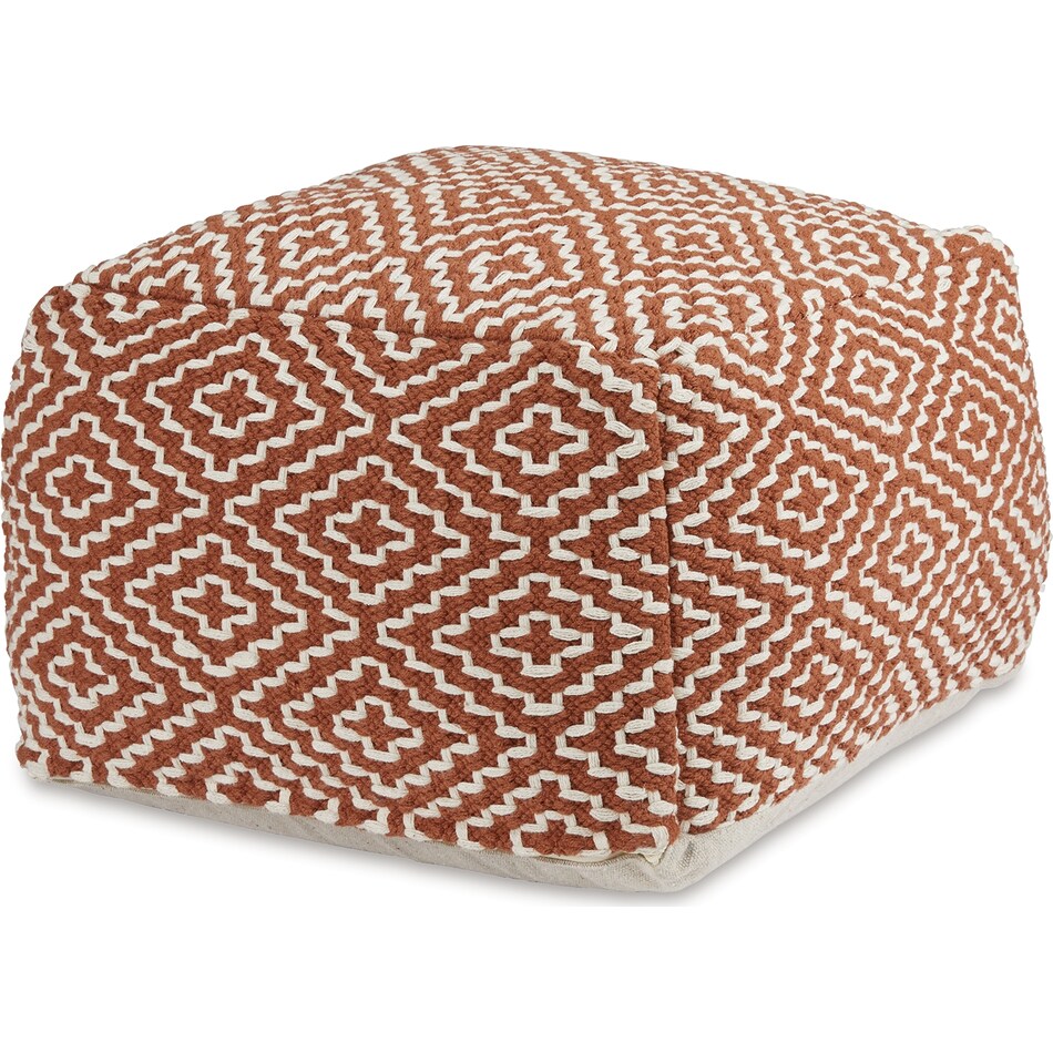 pouf rust ivory pouf  ottoman   