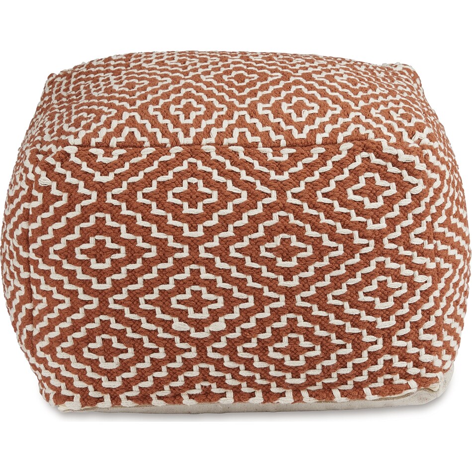 pouf rust ivory pouf  ottoman   