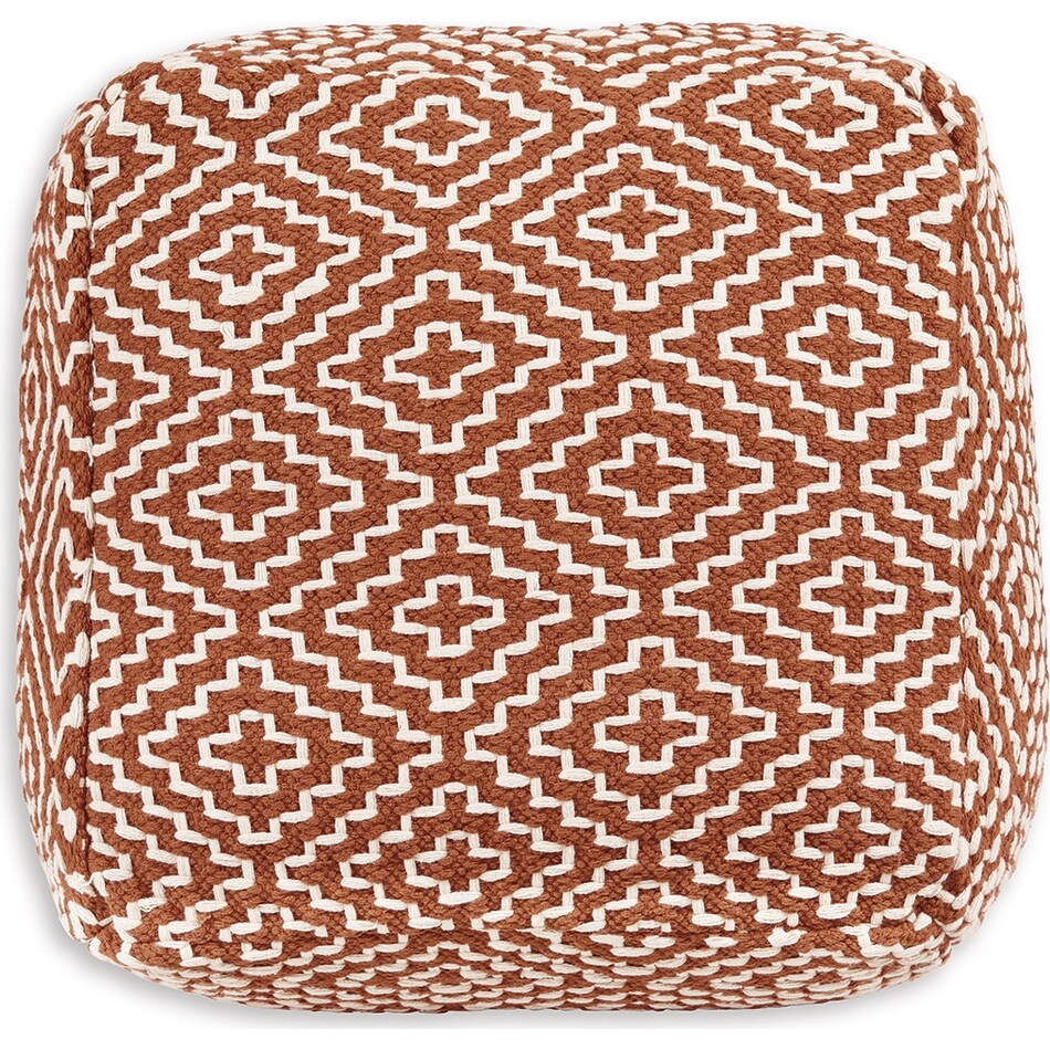 pouf rust ivory pouf  ottoman   