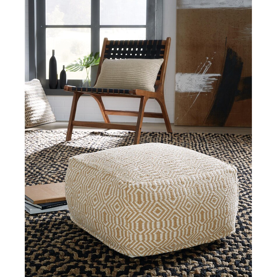 pouf tan ivory pouf  ottoman   