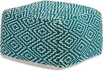 pouf teal ivory pouf  ottoman   