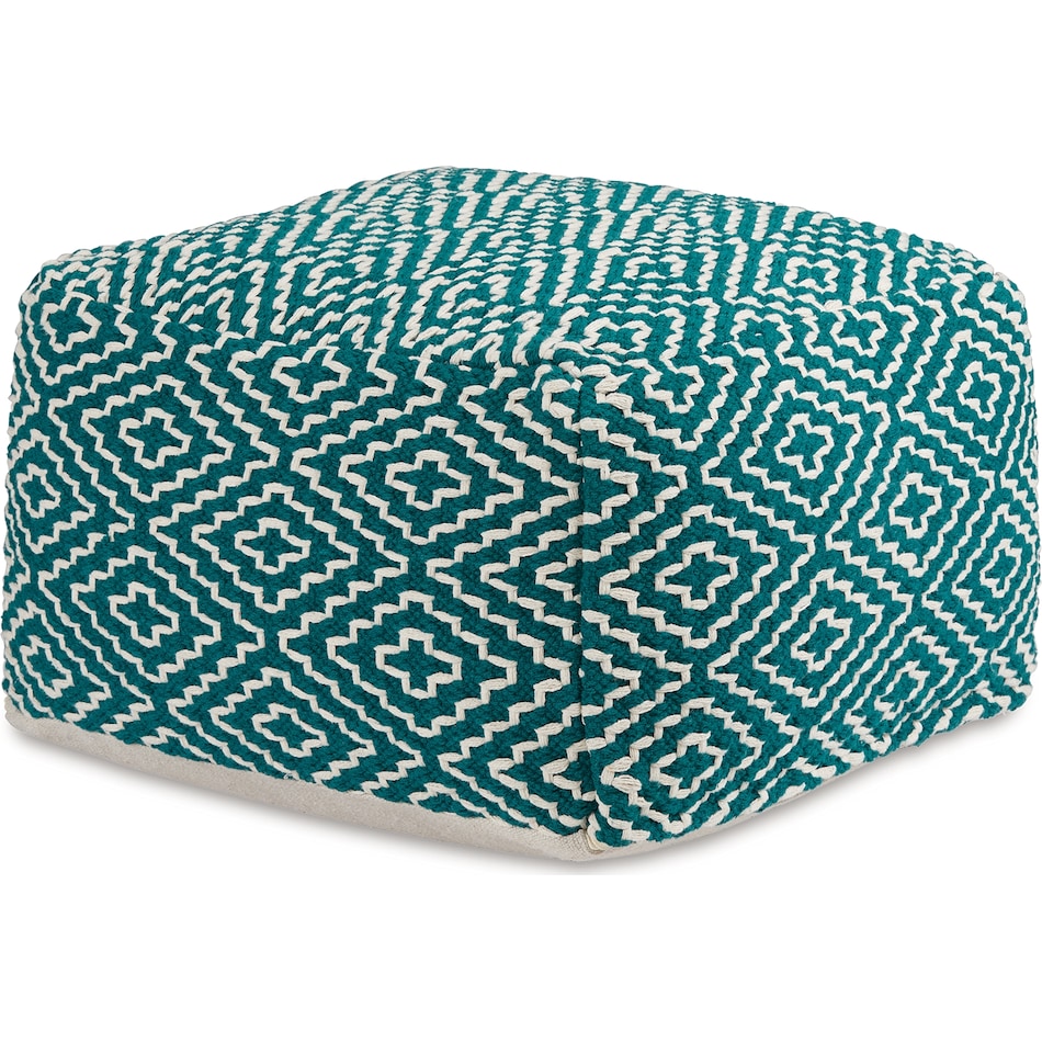 pouf teal ivory pouf  ottoman   