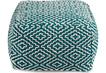 pouf teal ivory pouf  ottoman   