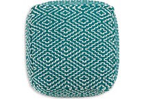 pouf teal ivory pouf  ottoman   