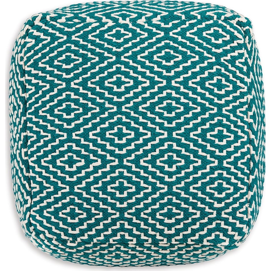 pouf teal ivory pouf  ottoman   