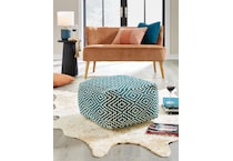 pouf teal ivory pouf  ottoman   