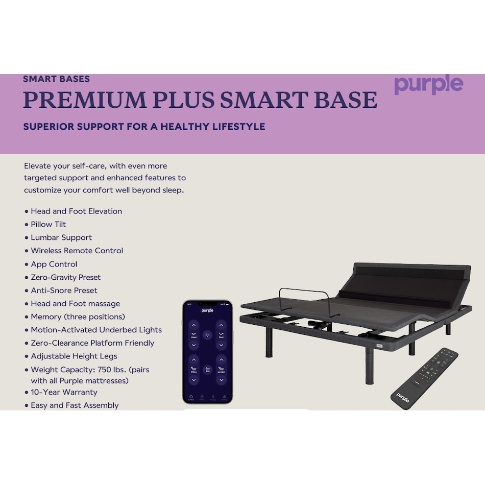 premium smart+ base black adjustable base king   