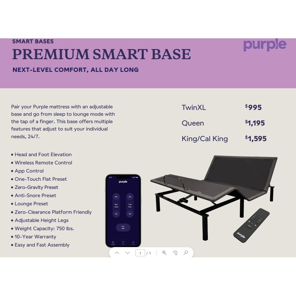 premium smart base black adjustable base queen   