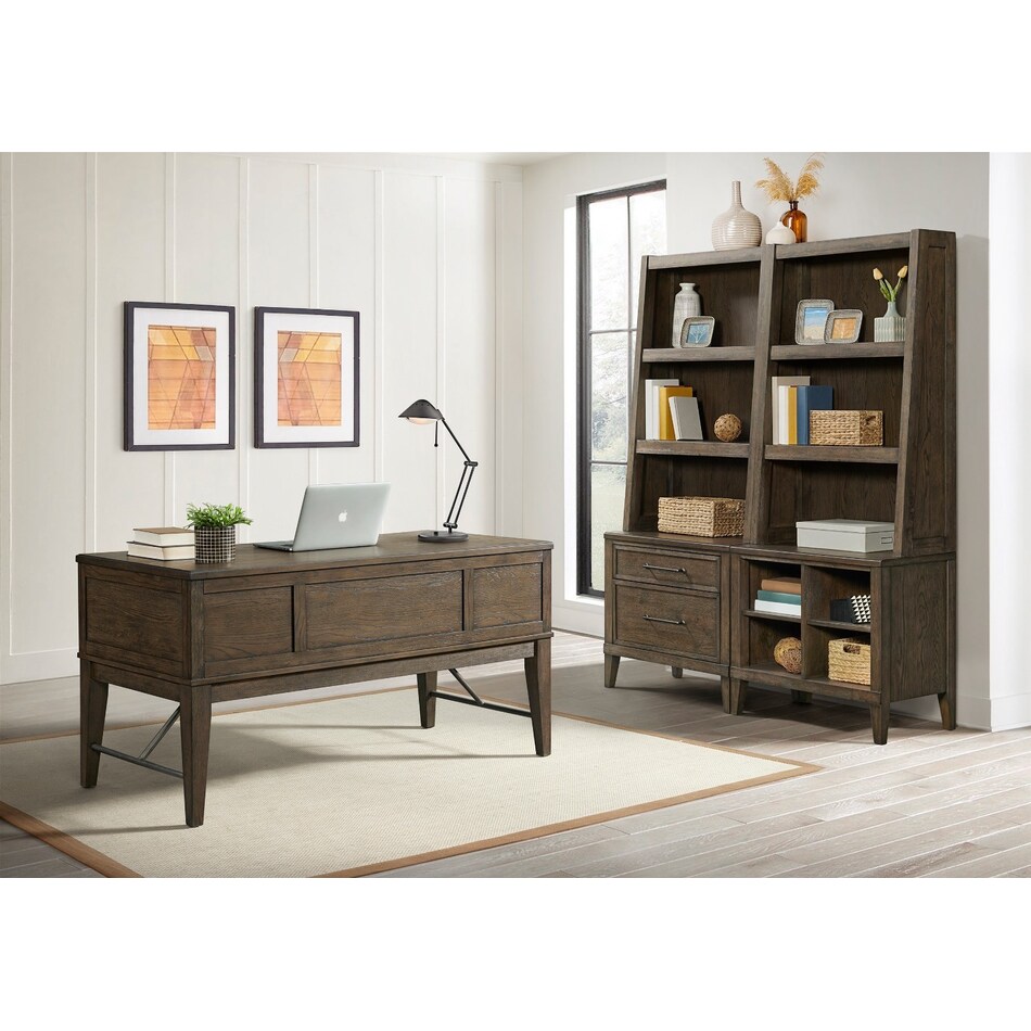presley weathered vintage oak finish desk   
